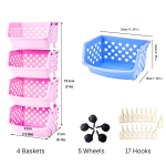 4 Layer High Capacity, Durable ,Stackable, Hollow-Out Household Storage Rack
