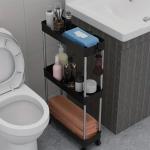 Narrow Type Multi Purpose Gap Storage Trolly Rack Multifunctional Movable Gap Storage Cart( white)
