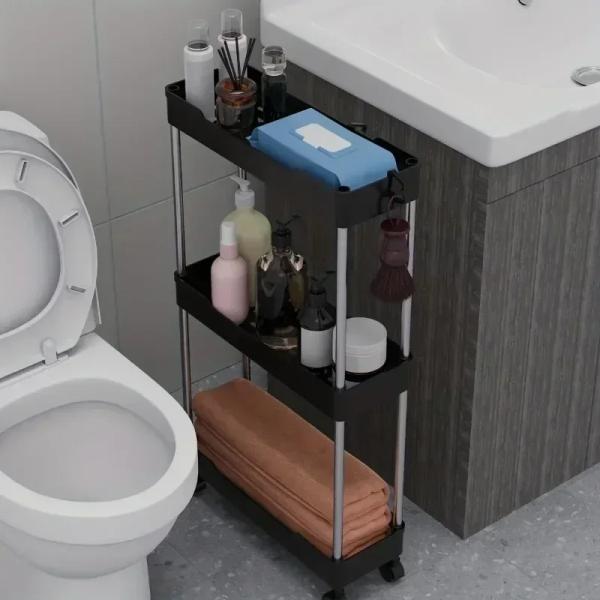 Narrow Type Multi Purpose Gap Storage Trolly Rack Multifunctional Movable Gap Storage Cart( white)
