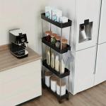 Narrow Type Multi Purpose Gap Storage Trolly Rack Multifunctional Movable Gap Storage Cart( white)