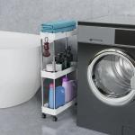Narrow Type Multi Purpose Gap Storage Trolly Rack Multifunctional Movable Gap Storage Cart( white)