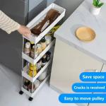 Narrow Type Multi Purpose Gap Storage Trolly Rack Multifunctional Movable Gap Storage Cart( white)